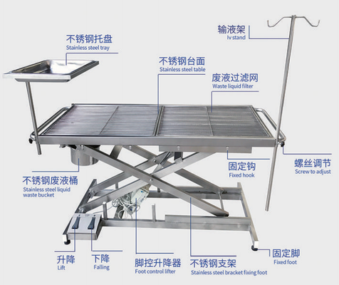 Electric Veterinary Operating Table Stainless Steel Animal Operating Table