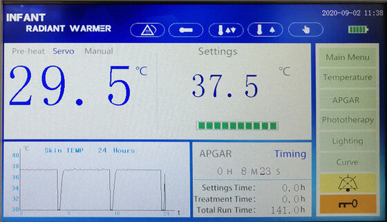 Hospital Infant Radiant Warmer LED Display Skin Temperature Sensor Gas Spring Adjustment X-Ray Tray