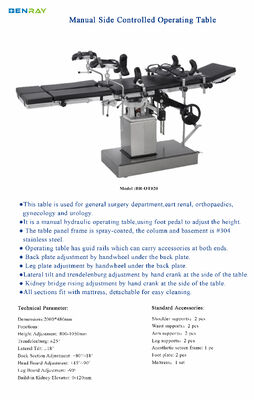 Surgery Department Eart Renal Orthopaedics Gynecology And Urology Manual hydraulic Side Controlled Operating Table