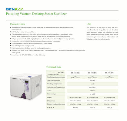 Hospital Dental Clinic School Use Medical Autocalve Fully Automatic Microcomputer Type Vacuume Desktop High Pressure Steam Sterilizer  B Class