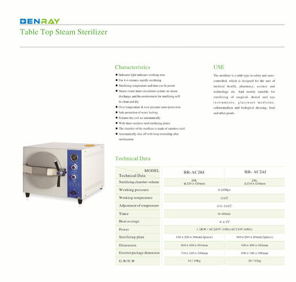 Hospital Dental Clinic School Use Medical Autocalve Table Top Steam Sterilizer