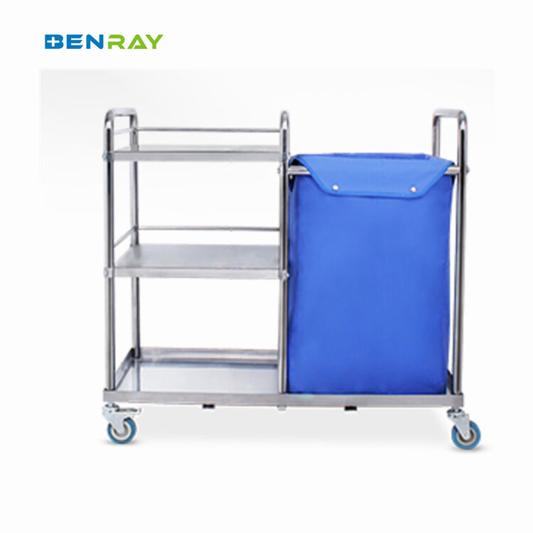 hospital Stainless steel Dirty linen cart waste utility trolley Hospital Nursing Laundry Trolley